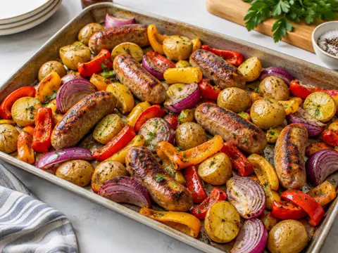 Sheet-pan sausage & veggies