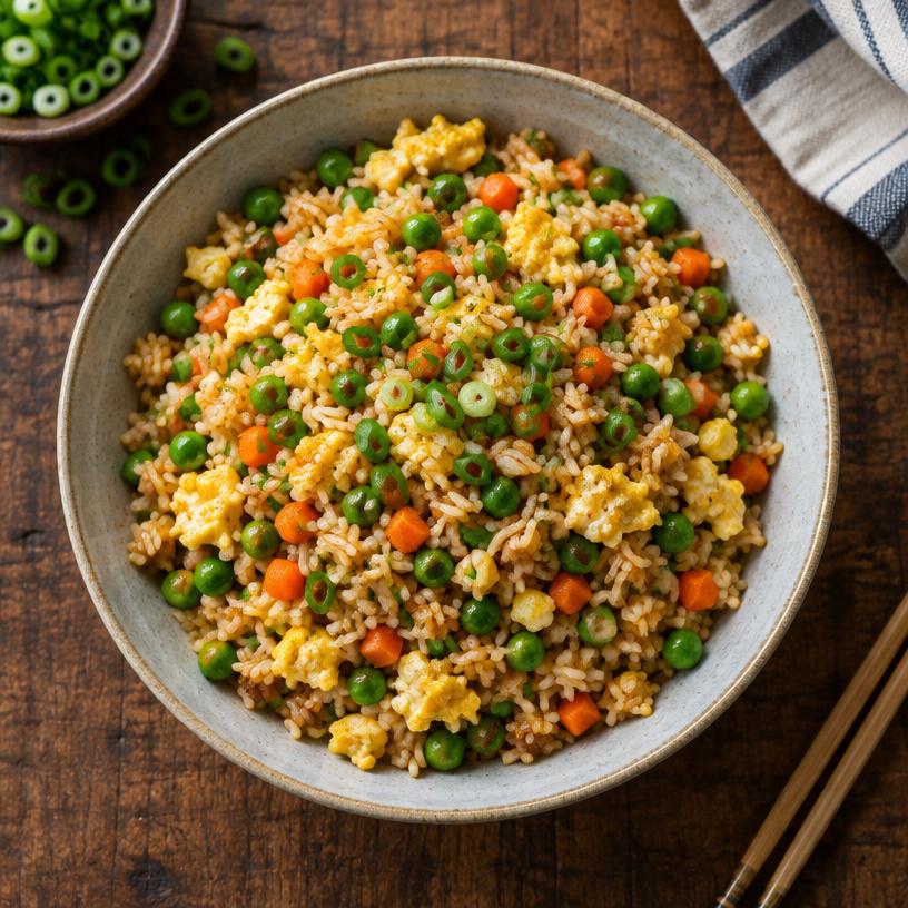 Veggie fried rice with eggs